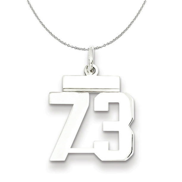 Small Polished Number 51 Pendant Athletic Collection Rhodium Plated Sterling Silver 